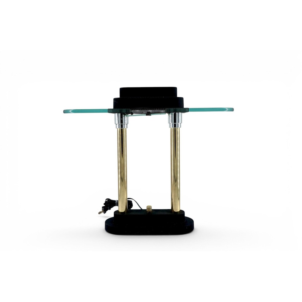 Robert Sonneman George Kovacs Brass Glass Desk Lamp 1980s Post Modern Halogen